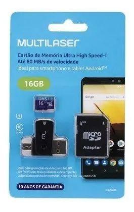 Imagem de Cartão De Memória 16gb 4x1 Micro Sd Multilaser - Mc150