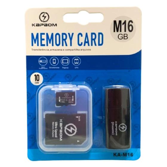 Imagem de Cartão de Memória 16GB Micro SD Classe 10 Para Celular Notebook Câmera Caixa de Som Com Adaptador Usb e SD