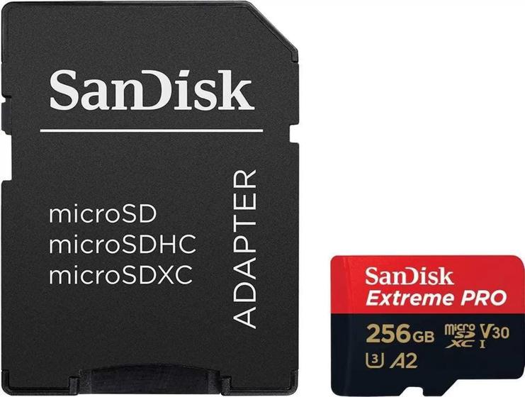 Imagem de Cartão de Memória 256 gb MicroSD Sandisk Extreme pro 4k Uhd/Full Hd Para Smartphone/Câmera