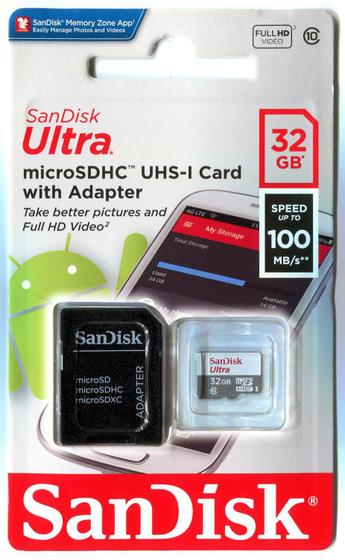 Imagem de Cartão de memoria 32gb micro sd 100 mb/s Ultra Sandisk