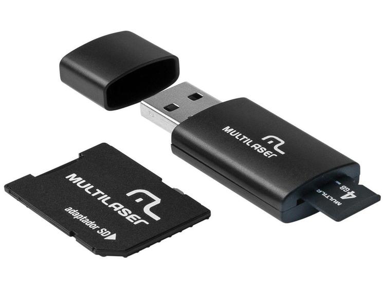 Imagem de Cartão de Memória 4GB SD Multilaser Classe 4 - com Adaptador MC057