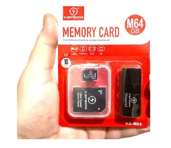 Imagem de Cartão De Memória 64 Gb + Pen Drive Adaptador Sd