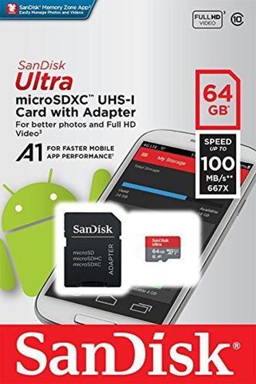 Imagem de Cartão De Memória 64gb Sandisk P/ Camera De Segurança Ultra