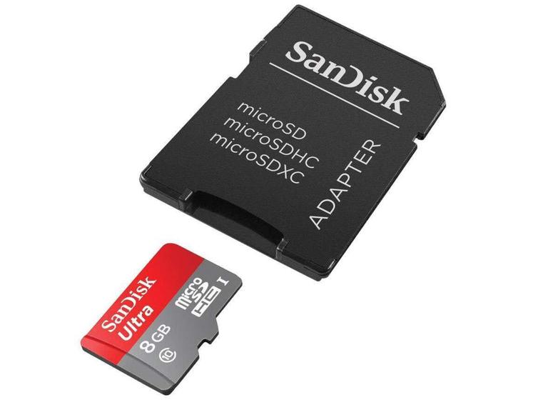 Imagem de Cartão de Memória 8GB Micro SDHC Classe 10 - com Adaptador - SanDisk