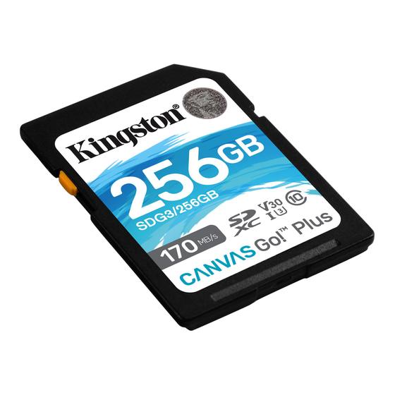 Cartão de Memória Kingston 256GB SDXC Canvas Go Plus SDG3 U3 V30 UHS-I Até 170MB/s Menor preço em Cartão de Memória Kingston 256GB SDXC Canvas Go Plus SDG3 U3 V30 UHS-I Até 170MB/s