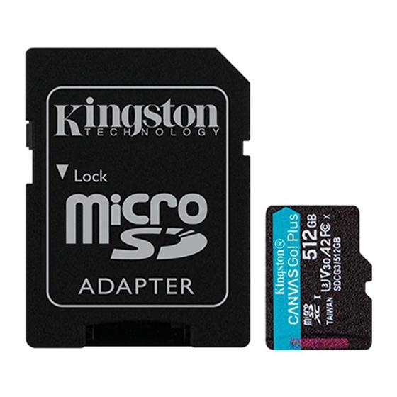Cartão de Memória Kingston MicroSD, 512GB, microSDXC Canvas Go Plus, com adaptador - SDCG3/512GB Menor preço em Cartão de Memória Kingston MicroSD, 512GB, microSDXC Canvas Go Plus, com adaptador - SDCG3/512GB