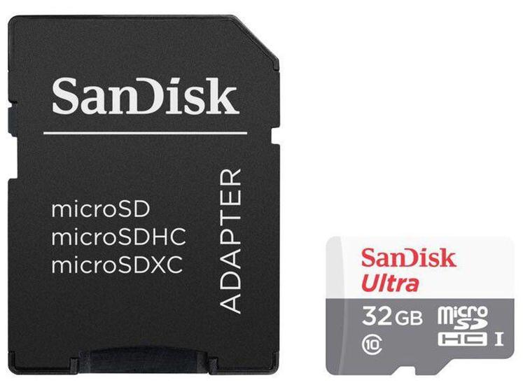 Imagem de Cartão de Memória Micro SD 32GB Com Adaptador - Classe 10 à prova de água pra Smartphone SanDisk