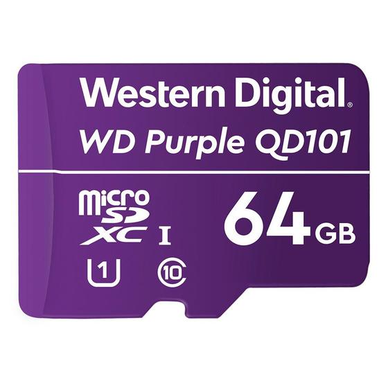 Imagem de Cartão De Memória Micro-SD 64 GB Wd PurpleT Intelbras Durabilidade 5x Maior, Gravação Contínua 24/7