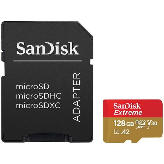 Imagem de Cartao de Memoria Micro SD de 128GB Sandisk Extreme SDSQXAA-128G-GN6AA - Vermelho/Dourado