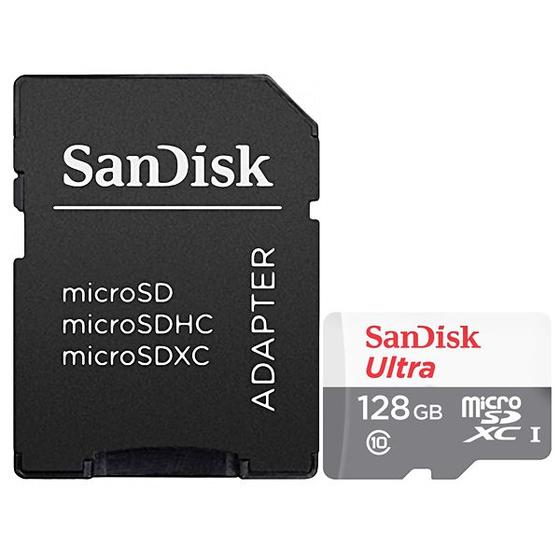 Imagem de Cartao de Memoria Micro SD de 128GB Sandisk Ultra SDSQUNR-128G-GN3MA - Branco/Cinza