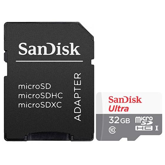 Imagem de Cartao de Memoria Micro SD de 32GB Sandisk Ultra SDSQUNR-032G-GN3MA - Branco/Cinza