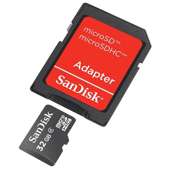 Imagem de Cartão de Memória Micro SDHC 32GB SanDisk C4 Adaptador SD SDSDQM-032G-B35A
