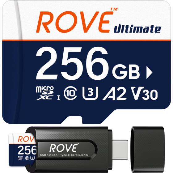 Imagem de Cartão de Memória microSDXC ROVE Ultimate 256GB com Adaptador USB 3.2 Tipo C