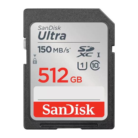 Imagem de Cartão de Memória Sandisk 512gb Ultra Classe Velocidade c10 Velocidade de até 150Mbs