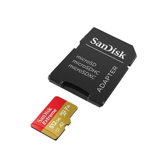 Imagem de Cartão de Memória SanDisk Extreme 512GB Micro SD c/ Adaptador - Alta Velocidade 190MB/s