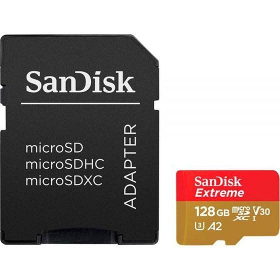 Imagem de Cartao de Memoria Sandisk Extreme SDSQXAA-128G-GN6AA - 128GB - Micro SD com Adaptador - 190MB/s