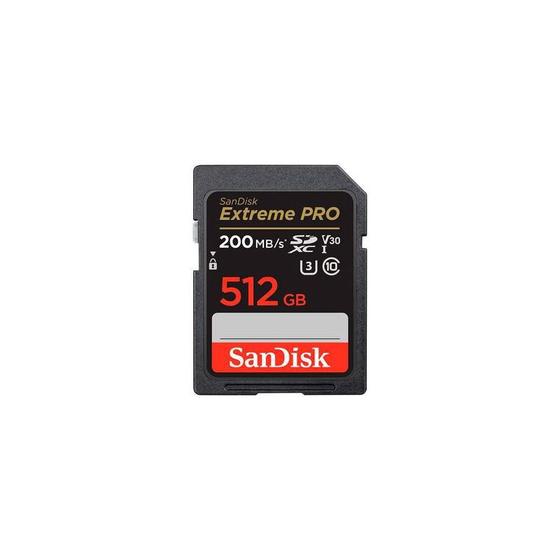 Imagem de Cartão de Memória SanDisk SDXC PRO 512GB 200MB/s Classe 10. Modelo: SDSDXXD-512G-GN4IN