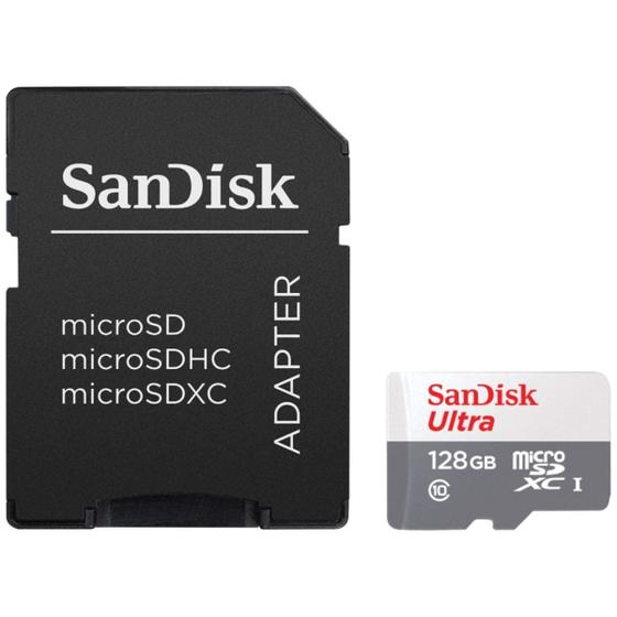 Imagem de Cartao de Memoria Sandisk Ultra SDSQUNR-128G-GN3MA - 128GB - Micro SD com Adaptador - 100MB/s