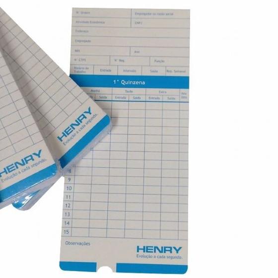 Imagem de Cartão de ponto p/ relógio henry vega c/ 200 unidades + 01 fita original henry vega