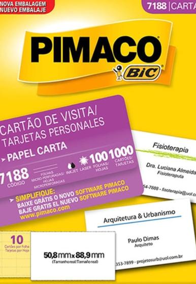 Imagem de Cartão de Visita 10 folhas (100 cartões) - 7088 - Pimaco