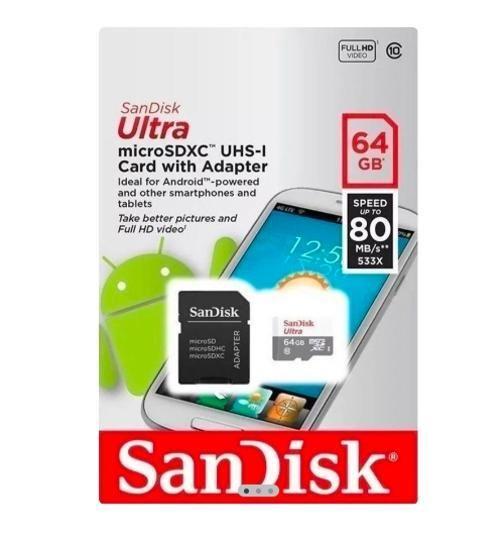 Imagem de Cartão Memória 64Gb Sandisk, Compatível Diversos