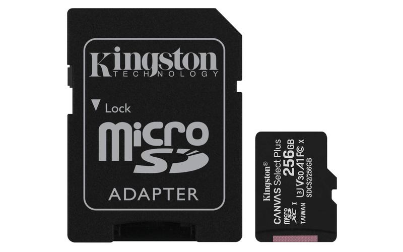 Imagem de Cartão Memória Micro Kingston 256GB SDCS2 Canvas A1 V30 Adap