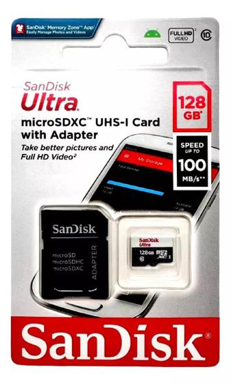 Imagem de Cartão Memória Sandisk Ultra 128GB 100mb/s Classe 10 Microsd SU03