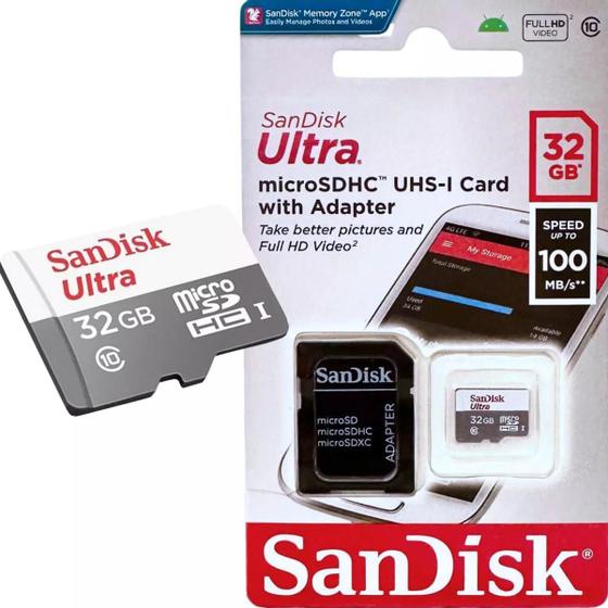 Imagem de Cartão Memória Sandisk Ultra 32gb 100mb/s Classe 10 Microsd SU01