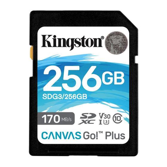 Imagem de Cartão Memória SDXC 256GB Canvas Go Plus 170MBs Kingston