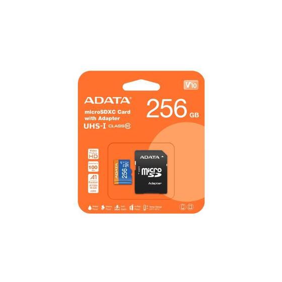 Imagem de Cartao Micro Sd 256Gb Adata Class 10 Uhs-I V10 Com Adaptador