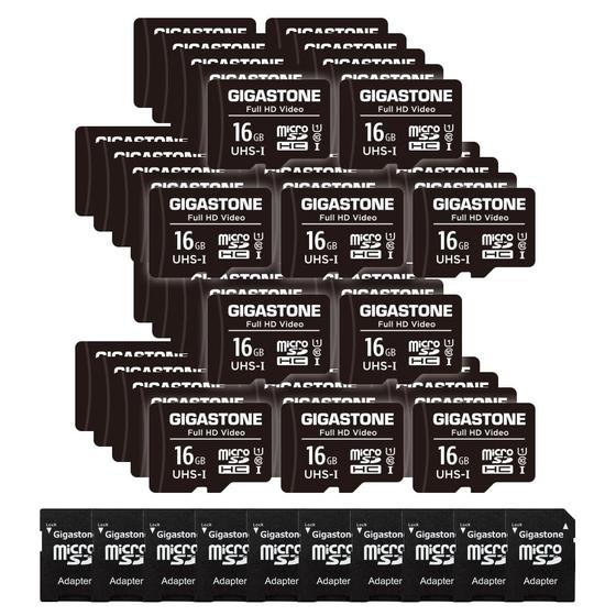 Imagem de Cartão Micro SD Gigastone 16 GB, pacote com 50 vídeos FHD, 85 MB/s