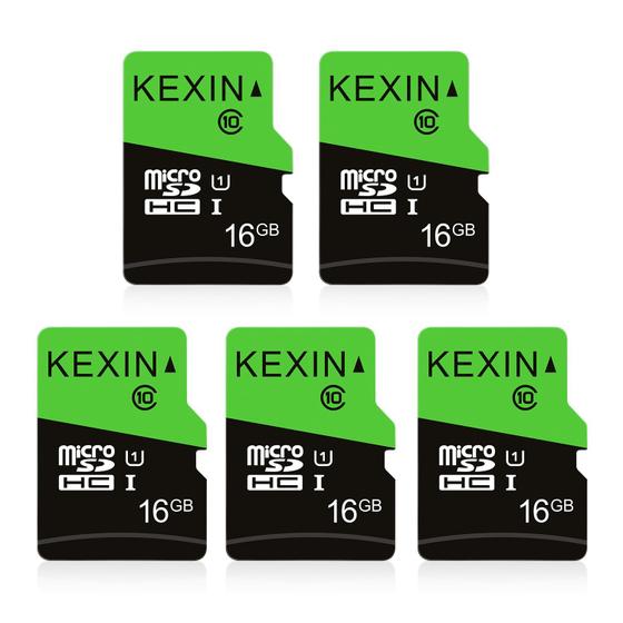 Imagem de Cartão Micro SD KEXIN 16GB, pacote com 5 UHS-I C10 U1 com adaptador SD