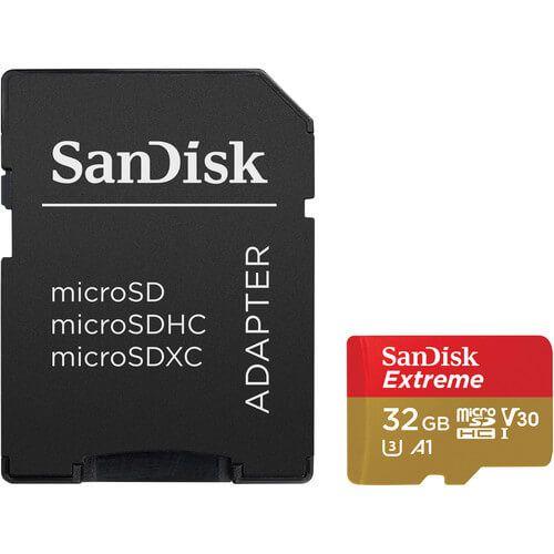 Imagem de Cartão MicroSDHC 32GB Sandisk Extreme 100mb/s 4K UHS-I / V30 / U3 / A1 Classe 10