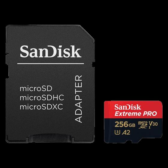 Imagem de Cartão MicroSDXC 256Gb SanDisk Extreme Pro 200Mb/s UHS-I / V30 / U3 / A2 com Adaptador SD