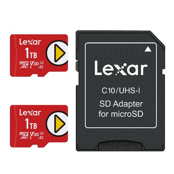 Imagem de Cartão microSDXC Lexar Play de 1 TB (pacote com 2) com adaptador SD UHS-I U3 V30