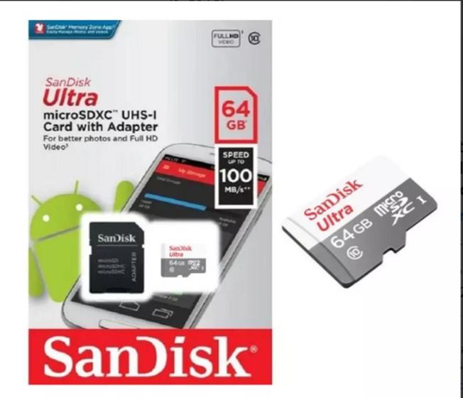 Imagem de Cartão profissional Ultra SanDisk 64 GB Ultra 100mbs