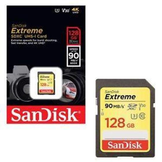 Imagem de Cartão Sd Sdxc Sandisk Extreme 128gb 90mb/s Uhs-3 U3