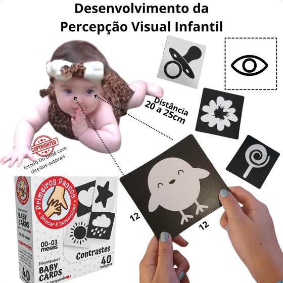 Imagem de Cartas Alto Contraste Cartões Montessori Imagens Para Bebes 0 a 03 Meses Atividade Educativa Brinquedo Estimula Visão