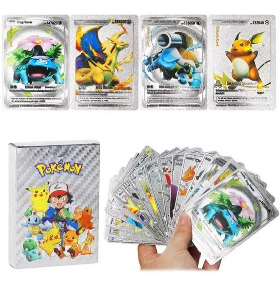 Imagem de Cartas de Pokémon Ouro Gold, Prata e Preto 55 Cartinhas Sem Repetir