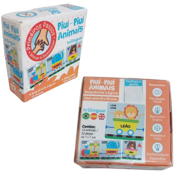 Imagem de Cartas Sequência Lógica Trenzinho  Piuí Piuí Animais Trilíngue Primeiros Passos Cooper Fun