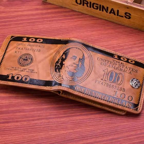 Imagem de Carteira Couro Masculina Nota Dólar Compacta E Sofisticada