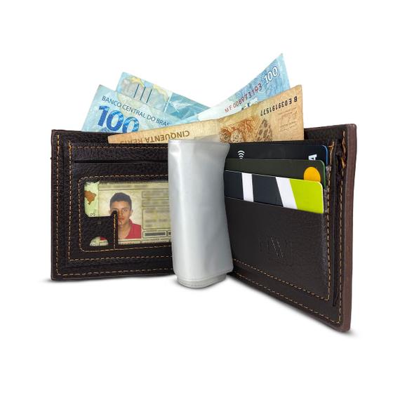 Imagem de carteira de couro masculina porta cartão documentos cnh