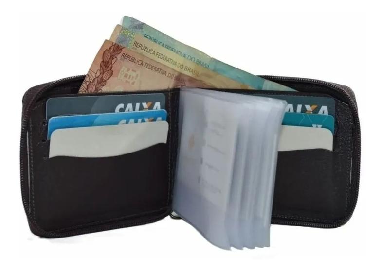 Carteira De Documentos Masculina Fecho Em Ziper Couro Menor preço em Carteira De Documentos Masculina Fecho Em Ziper Couro