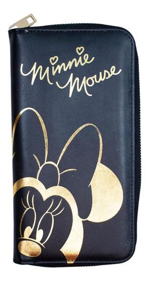 Imagem de Carteira De Mão Preta Minnie Mouse Brilhante Dourada Grande
