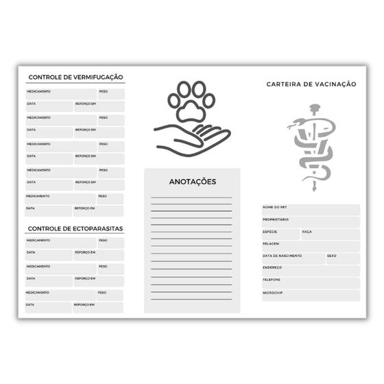 Carteira de Vacinação Pet 6 Páginas - 100 uni - Impressões Papaléguas ...