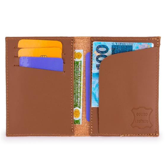 Imagem de Carteira Em Couro Masculina Slim Pequena Porta Cnh Cartão E Notas