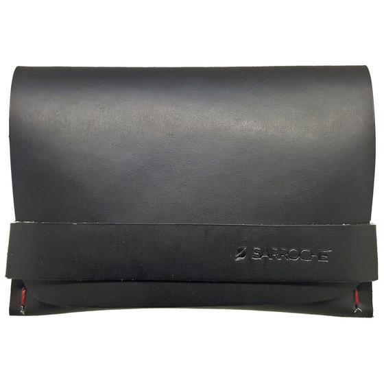 Imagem de Carteira Feita a Mão Bolso Único em Couro Legítimo Preto