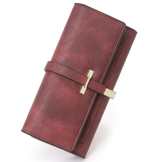 Imagem de Carteira Feminina CLUCI de Couro - Trifold com Bolso com Zíper