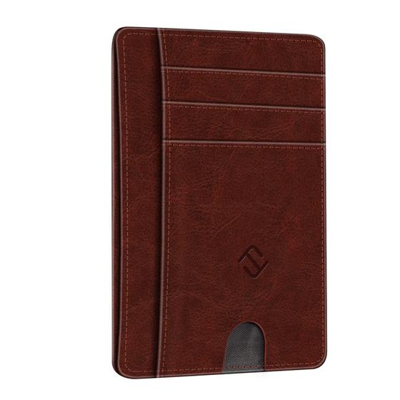 Imagem de Carteira Fintie Slim Minimalista de Couro com Bloqueio RFID