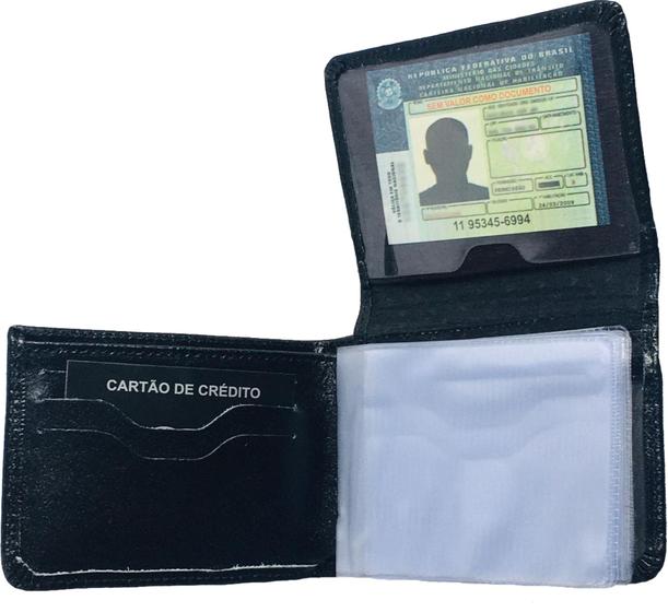 Imagem de carteira masculina couro luxo grande completa porta moeda e notas